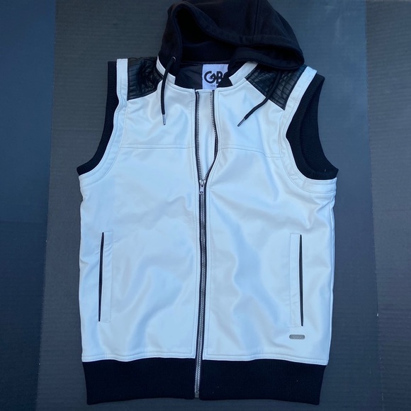 New G by GUESS Faux Leather Hooded Vest SZ XS - Picture 1 of 5